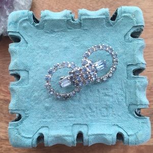 Geometric silver jeweled brooch pin vintage